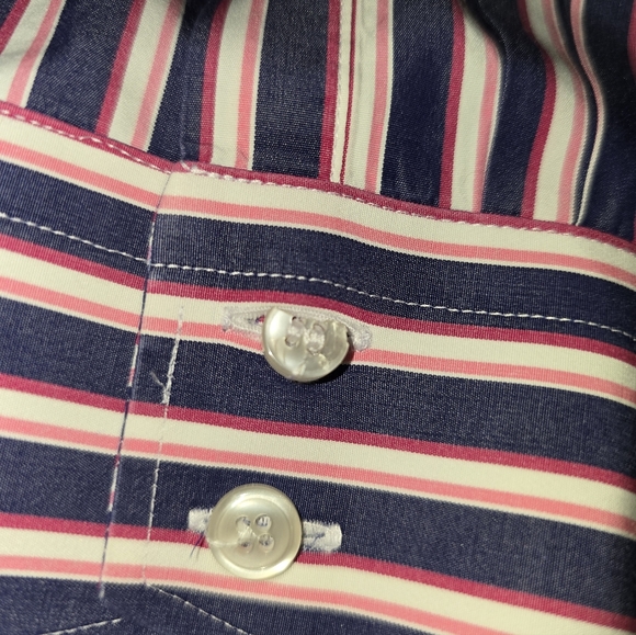 Thomas Pink Purple & Pink Striped Slim Fit Button-Up Dress Shirt Men's Size 16 - Picture 5 of 9